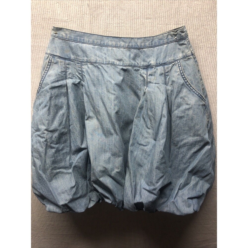 H&M Denim Bubble Skirt Size 10 Pockets Stained Thrashed